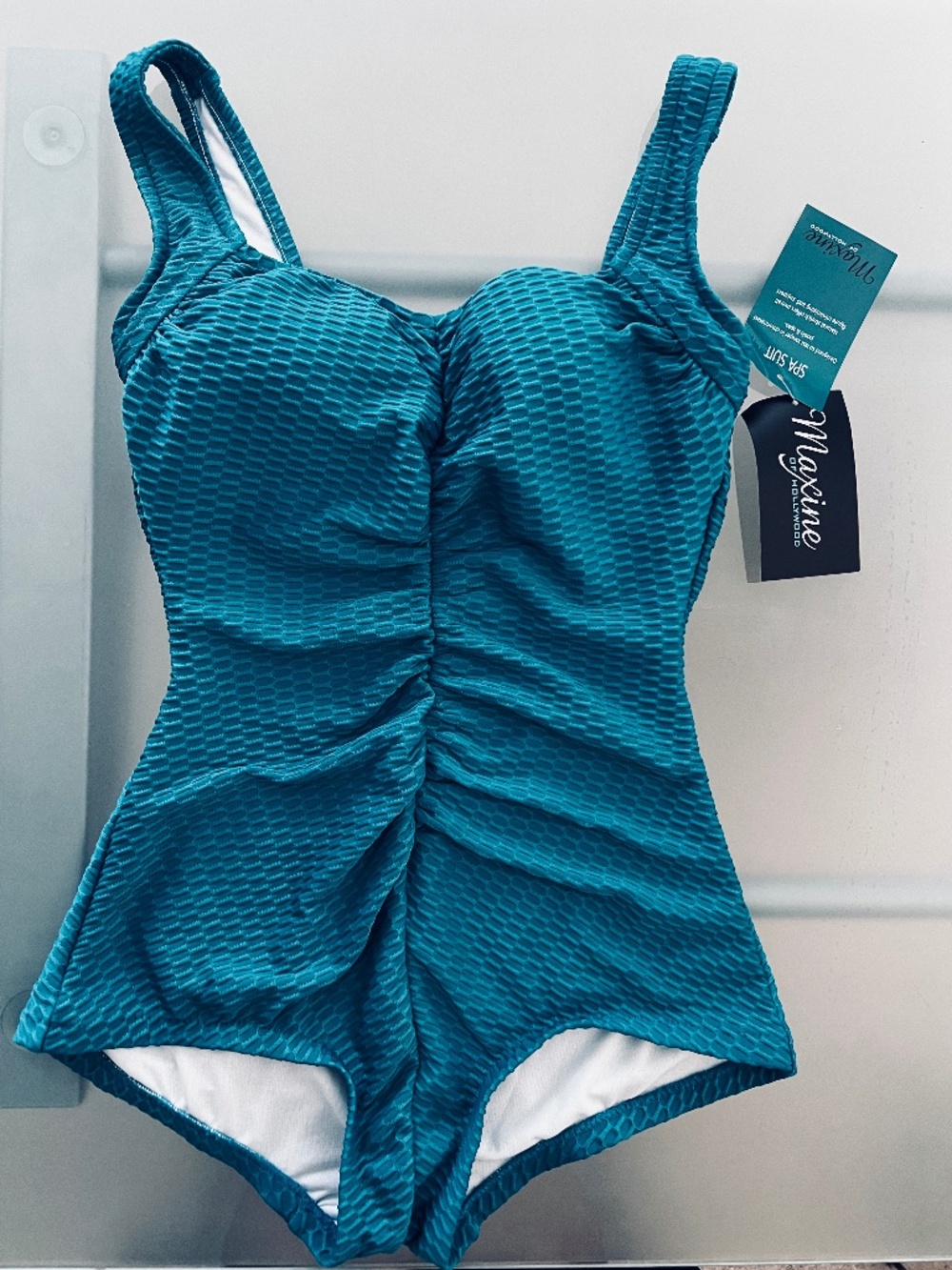 Emerald colored, flattering, textured swimsuit NWT size 10. Maxine of Hollywood